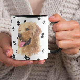 Caneca Ame O Meu Ouro Retriever Cog Pawprint