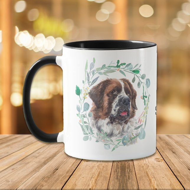 Caneca Ame O Meu Santo Bernard Wreath Coffee Mug (Criador carregado)