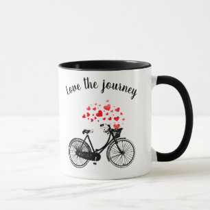 Caneca Ame os Corações de Bike Vintage Inspiracional de J