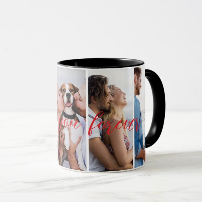 Caneca Ame Você Para Sempre Personalizar A Colagem De Fot (Frente Esquerda)