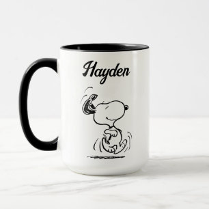 Caneca Amendoins Dança Feliz Snoopy Adicione seu nome