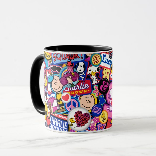 Caneca Amendoins | Padrão de patch de fita mista (Frente Esquerda)