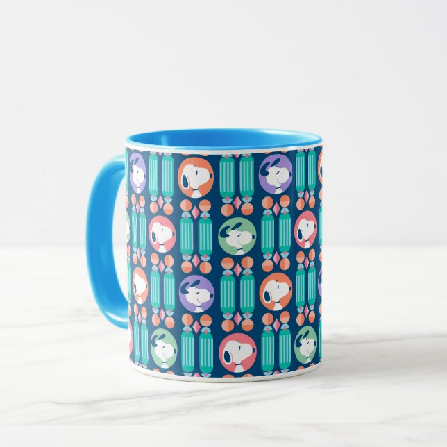 Caneca Amendoins | Padrão de Sonhos de Deco Azul Escuro d (Frente Esquerda)