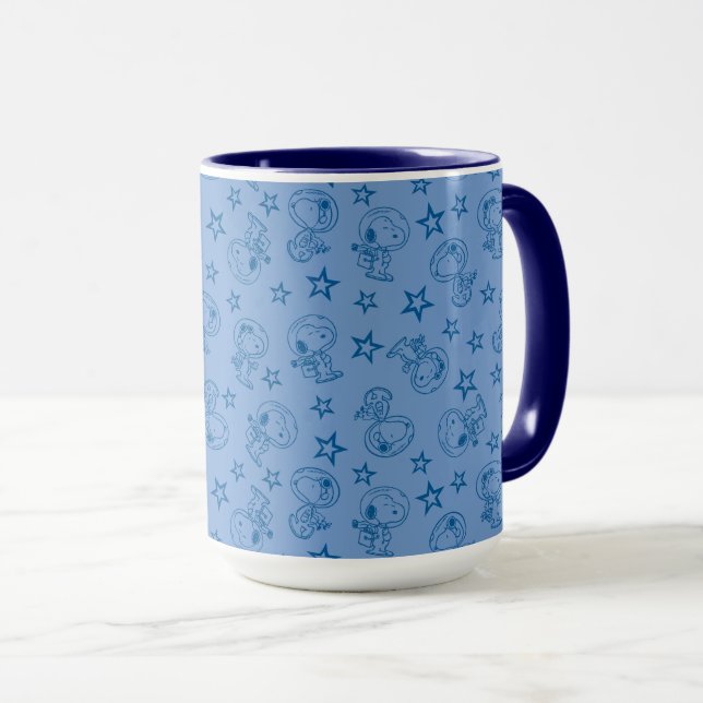 Caneca Amendoins | Padrão do Astronauta Espacial Azul Sno (Frente Esquerda)
