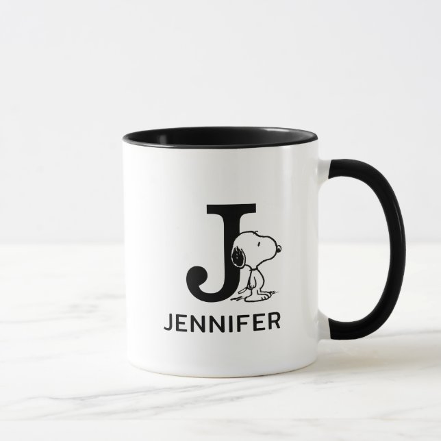 Caneca Amendoins | Snoopy Name & Monograma J (Direita)