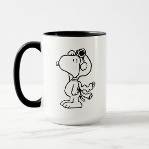 Caneca Amendoins Snoopy the Flying Ace BW