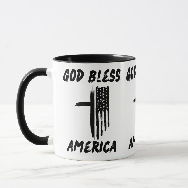Caneca América deus abençoe Uma América Patriótica Cheia  (Esquerda)