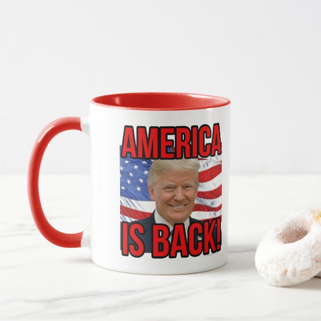 Caneca América é o Back Donald Trump American Flag SOTU (Com Donut)