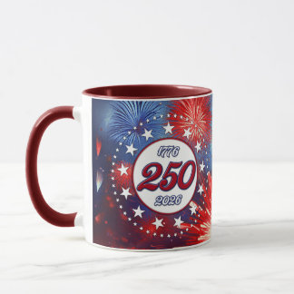 Caneca America’s 250th Birthday Graphic Fireworks Burst W