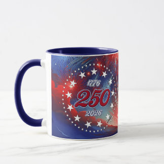 Caneca America’s 250th Birthday Graphic Fireworks Clouds