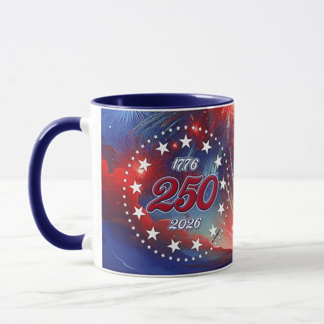 Caneca America’s 250th Birthday Graphic Fireworks Clouds (Esquerda)