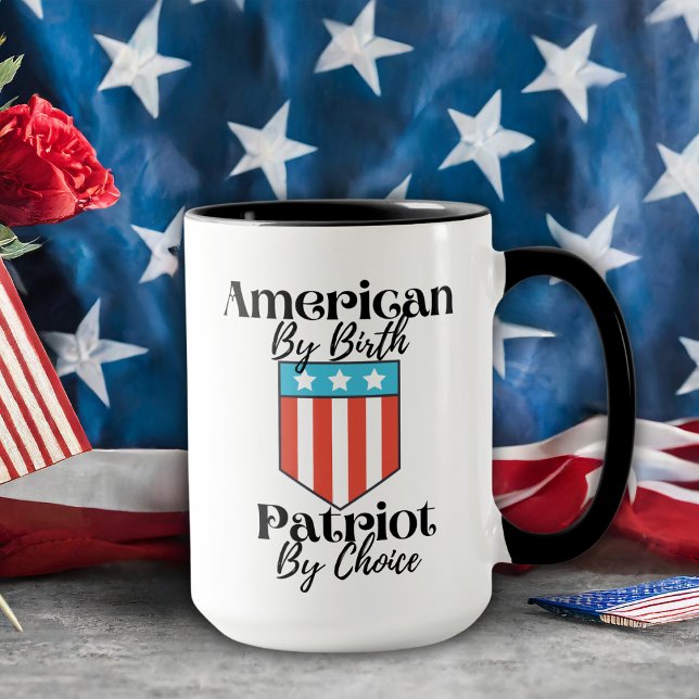 Caneca American By Birot Patriot By Choice Retro (American By Birth Patriot By Choice Retro Mug)