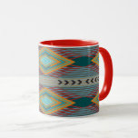 Caneca American Southwest Patterned Art And Earthy Colors<br><div class="desc">Combo Color Style Cup Mug coffee tea beverage drinking container printed with a American Southwest Patterned Art And Earthy Colors inspired graphic design illustration by TheFabricSeal at Zazzle #ZazzleMade https://www.zazzle.com/store/thefabricseal This American Indian Art Style drawing image is a beautiful mirrored repeating pattern design with elements of pointed arrows, stretched diamond...</div>