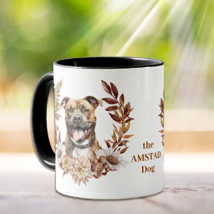 Caneca American Staffordshire Terrier Dog Autumn Wreath