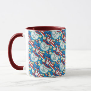 CANECA AMERICANA PATRIÓTICO DE ARTE FOLK NA LUA