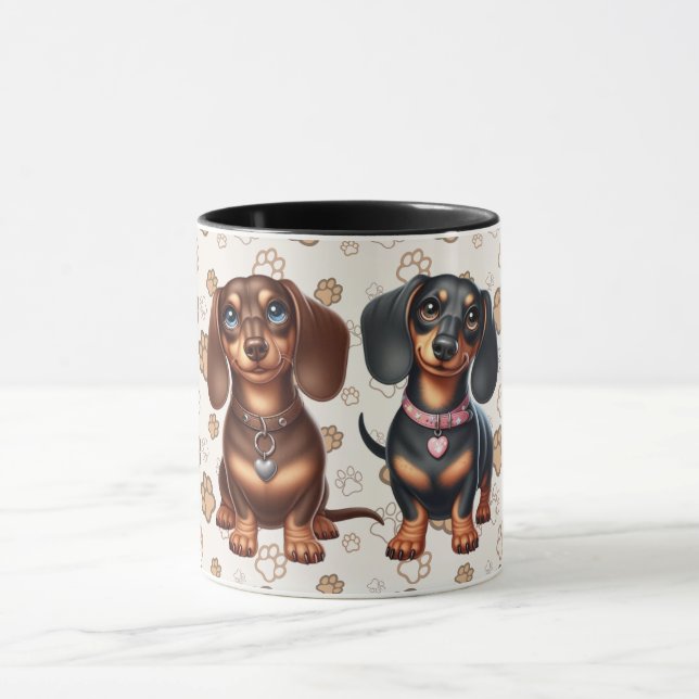 Caneca Amigos bonitos de dachshund (Centro)