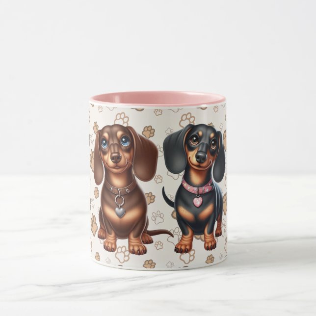 Caneca Amigos bonitos de dachshund (Centro)