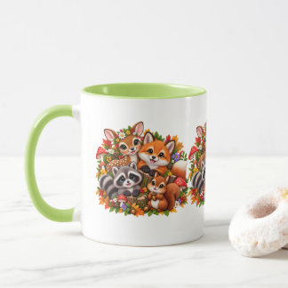 Caneca Amigos da Floresta Fofos Raposa Guaxinim Veado Esq