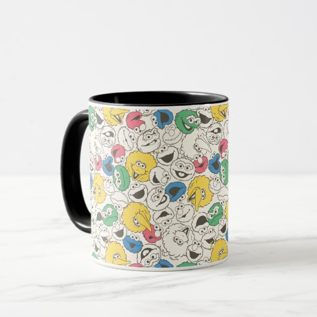 Caneca Amigos da Rua Sésamo | Padrão de Núcleo Cabeça Gra (Frente Esquerda)