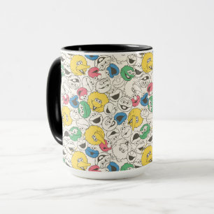 Caneca Amigos da Rua Sésamo Padrão de Núcleo Cabeça Gra