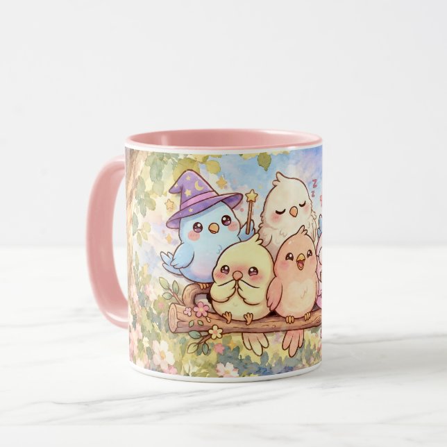 Caneca Amigos de Pássaros Mágicos Fofos (Frente Esquerda)