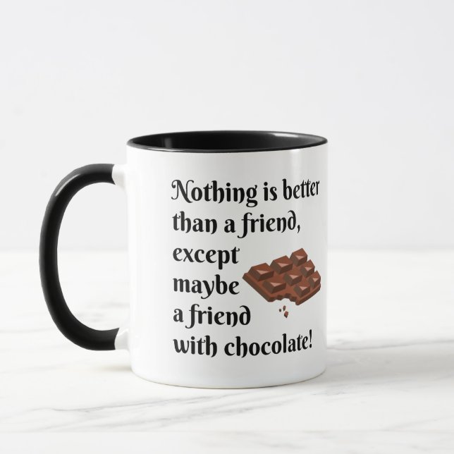 Caneca Amigos engraçados com texto do preto do chocolate (Esquerda)