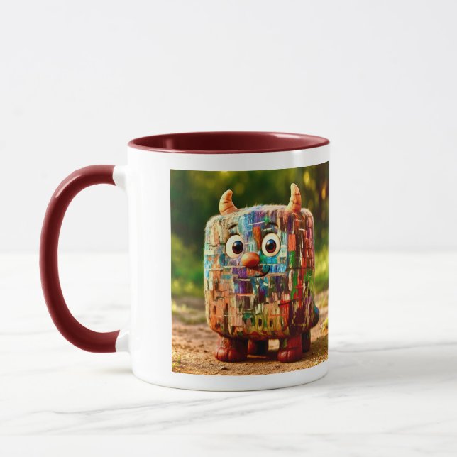 Caneca Amigos Ímpar - Poster de Monstro de Cubo de Patchw (Esquerda)