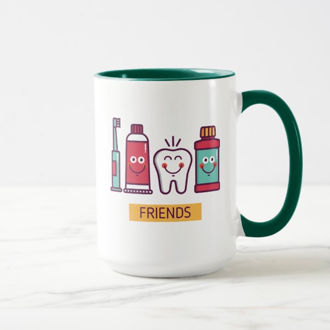 Caneca Amigos orais do cuidado dos desenhos animados (Direita)