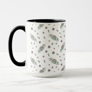 Caneca AMIGOS™   Padrão de Aquarela de Café de Perk Centr