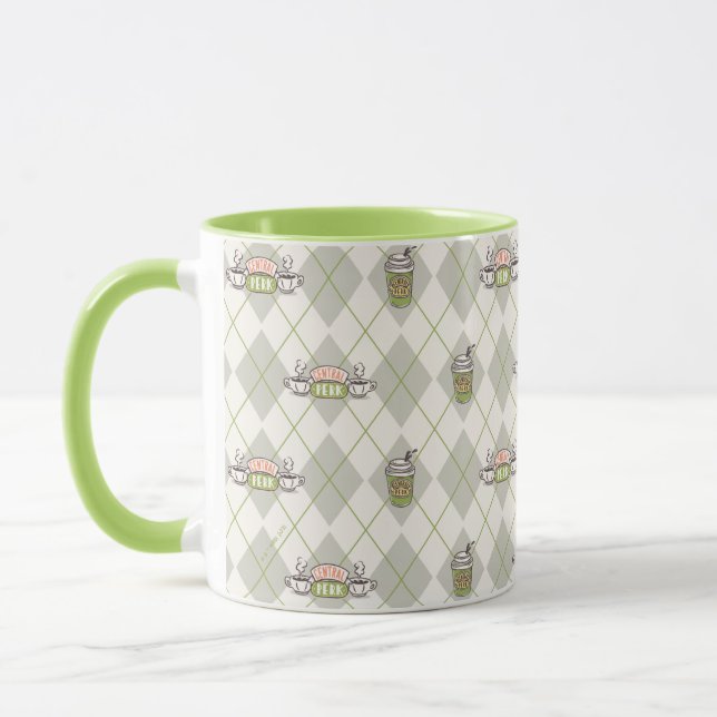 Caneca AMIGOS™ | Padrão de Argyle de Perk Central (Esquerda)