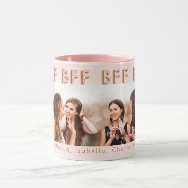 Caneca Amigos para sempre Foto de rosa dourado BFF (Centro)