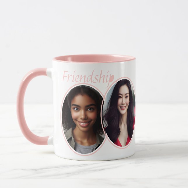 Caneca "Amizade, definida" personalizada com duas fotos C (Esquerda)