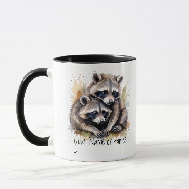 Caneca Amizade ou romântico Seu Nome Nomeia Raccoons (Esquerda)