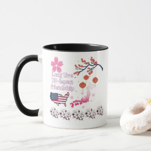 Caneca Amizade sem fim preto e branco