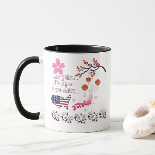Caneca Amizade sem fim preto e branco (Com Donut)