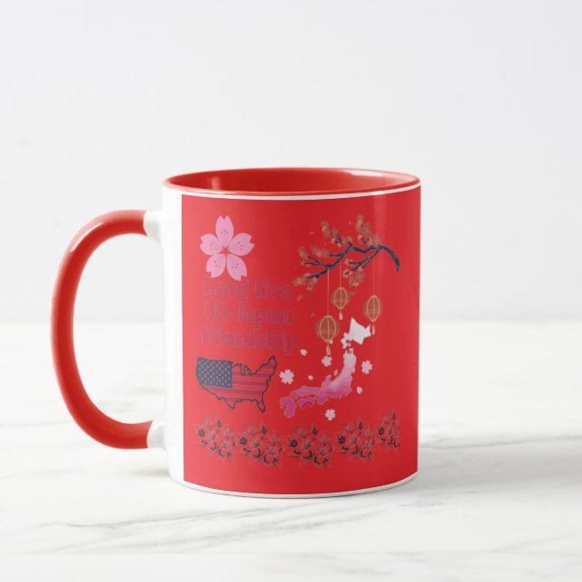Caneca Amizade sem fim vermelho brilhante (Esquerda)