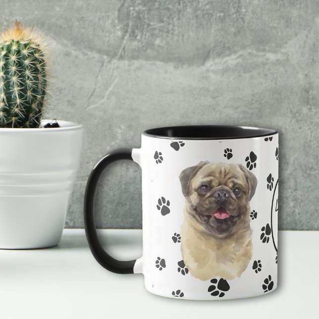 Caneca Amo A Minha Pena Cachorro Cachorro Pawprint (Criador carregado)