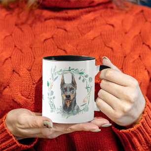 Caneca Amo Meu Dobie Wreath Coffee Mug