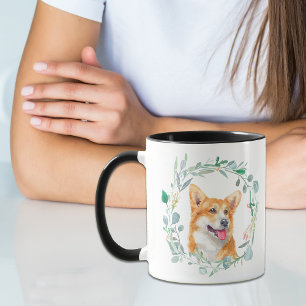 Caneca Amo Meu Pembroke Corgi Wreath Mug