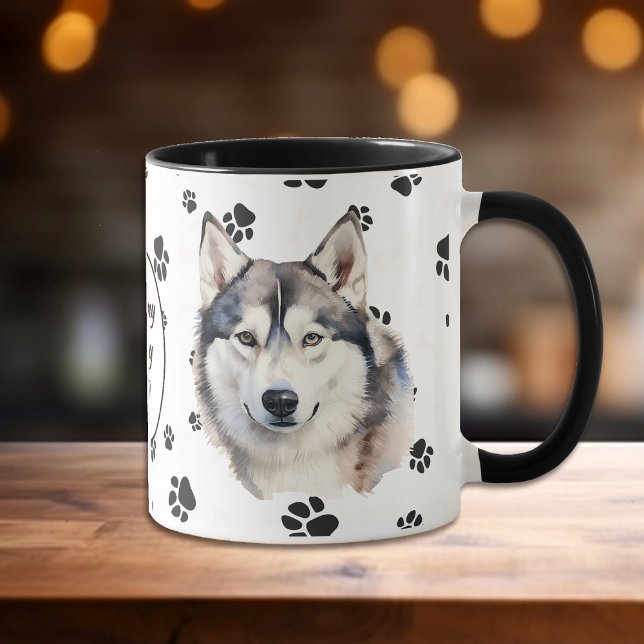 Caneca Amo Minha Pawprint Rouco (Criador carregado)