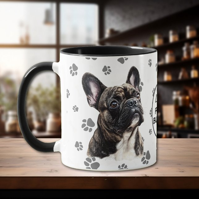 Caneca Amo o meu padrão de pegada de Bulldog Francês (Criador carregado)