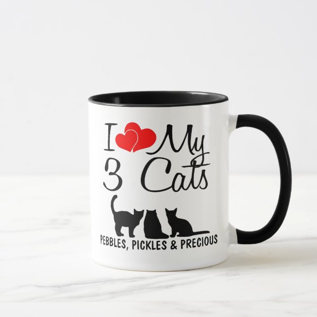 Caneca Amo Os Meus TRÊS Gatos (Direita)