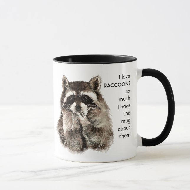 Caneca Amo RACCOONS tanto Que Eu Me Diverti Citar Mug (Direita)