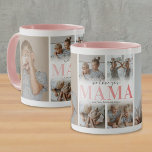 Caneca Amo-Te A Colagem Fotográfica Da Mãe<br><div class="desc">Uma caneca de café para mães especiais,  com 6 fotos de modelo de colagem das crianças,  as palavras "nós te amamos mama" em uma fonte rosa e bonita,  e os nomes das crianças.</div>