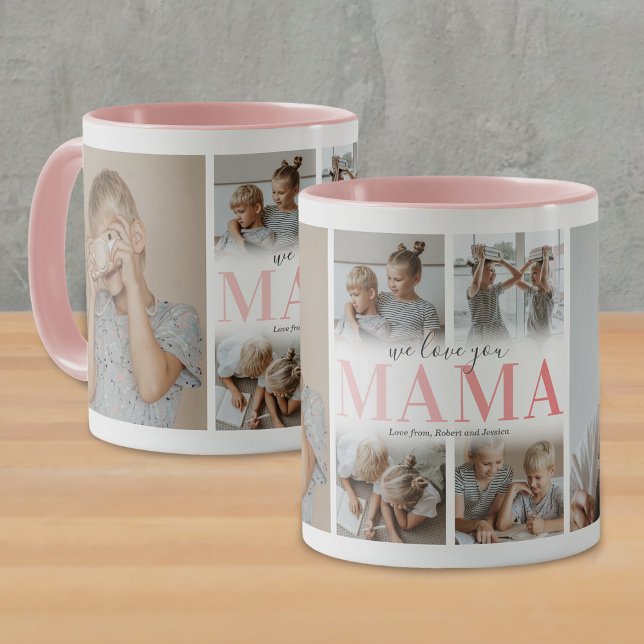 Caneca Amo-Te A Colagem Fotográfica Da Mãe (Criador carregado)