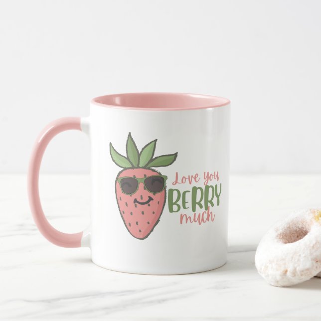 Caneca Amo-Te Berry Mug Strawberry Mug (Com Donut)