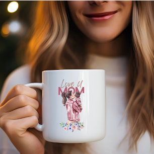 Caneca Amo-te, Mãe, Gradiente, Pink Coffee Mug