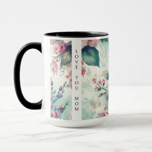 Caneca Amo-Te Mãe Rosas de aquarelas