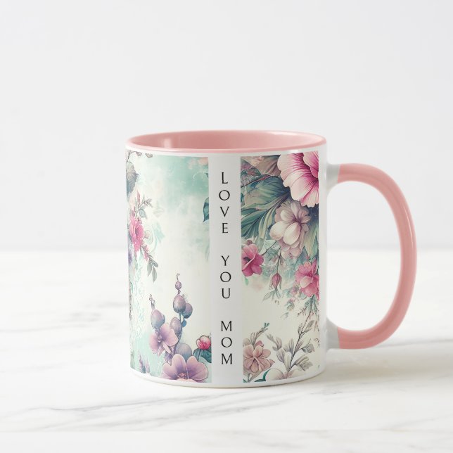 Caneca Amo-Te Mãe | Rosas de aquarelas (Direita)