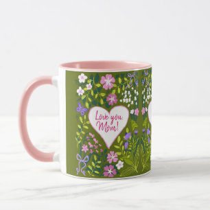 Caneca Amo você Mãe botânica coração fofo